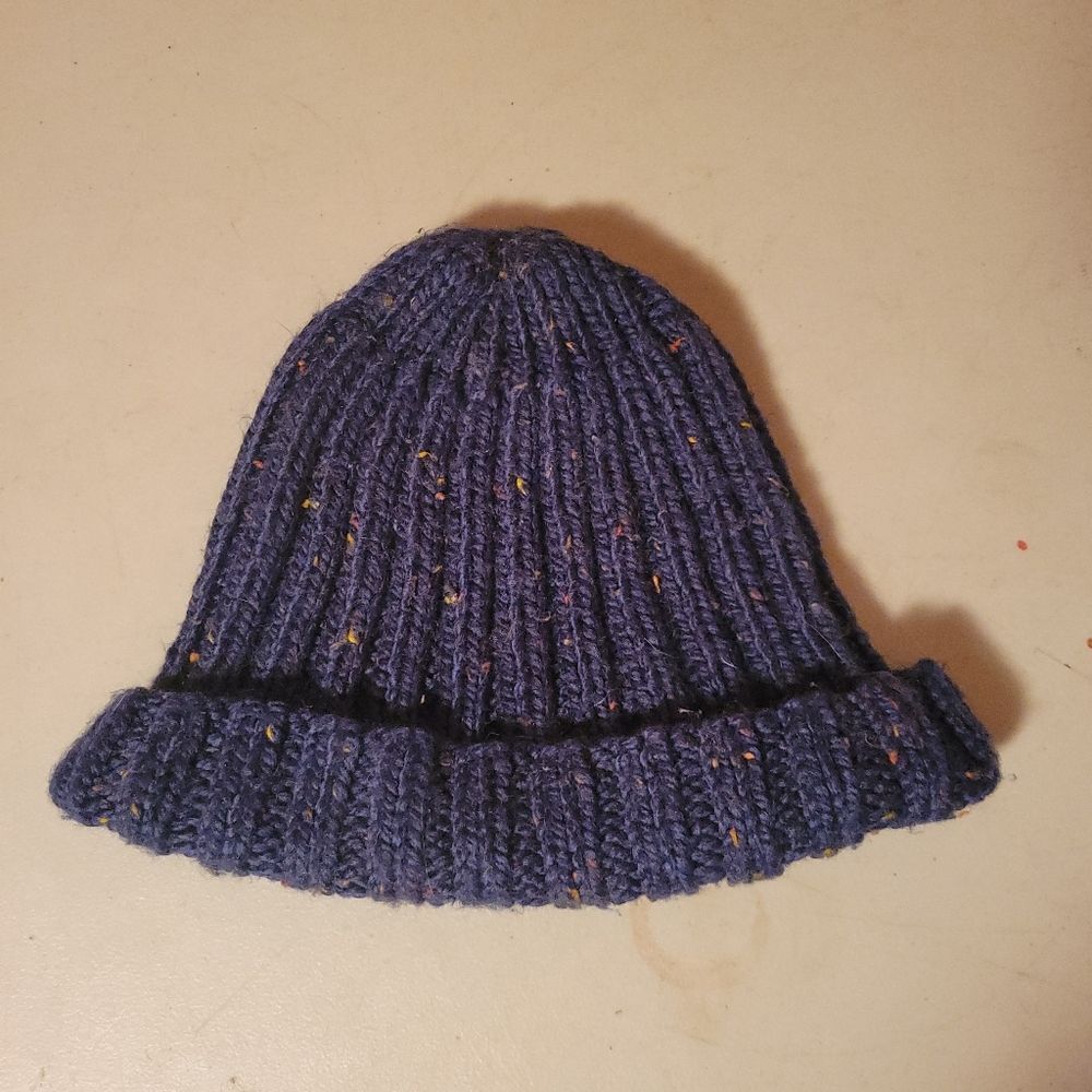 Cozy Navy Blue Hand Knit Beanie - Picture 2 of 4